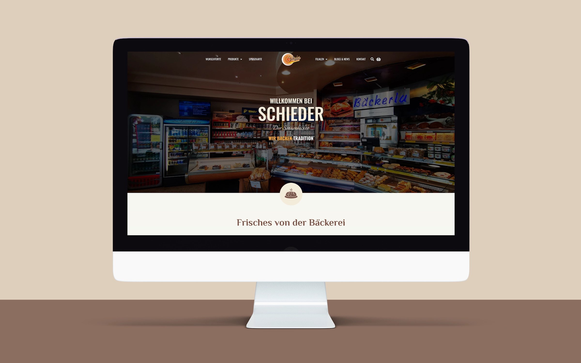 Schieder der sonnenbäcker webseite design mockup