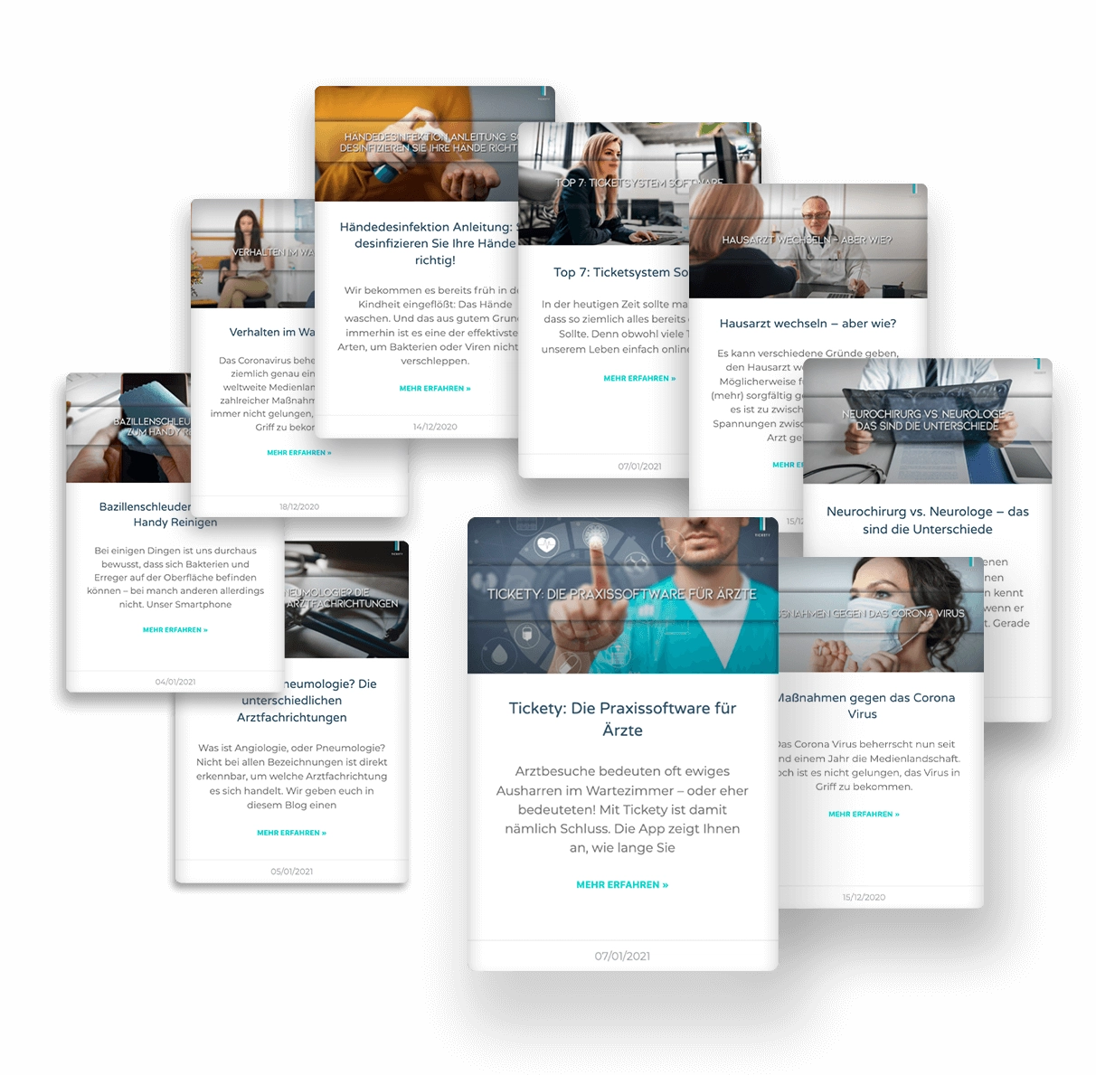 Tickety webseite - blog content cluster